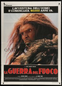 9f491 QUEST FOR FIRE Italian 1p 1982 Jean-Jacques Annaud, great close up of prehistoric cavemen!