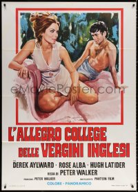 9f501 SCHOOL FOR SEX Italian 1p 1973 art of sexy woman teaching man how to make love, rare!