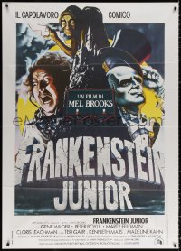 9f556 YOUNG FRANKENSTEIN Italian 1p R1970s Mel Brooks, art of Gene Wilder, Frankenstein Junior!