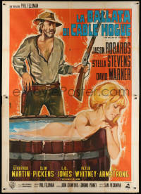 9f207 BALLAD OF CABLE HOGUE Italian 2p 1970 Peckinpah, art of naked Stella Stevens in tub, rare!