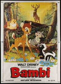 9f208 BAMBI Italian 2p R1980s Walt Disney cartoon deer classic, great art with Thumper & Flower!