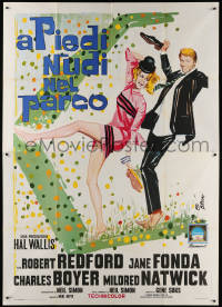 9f209 BAREFOOT IN THE PARK Italian 2p 1967 different art of Redford & sexy Jane Fonda by E. Brini!
