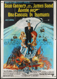 9f226 DIAMONDS ARE FOREVER Italian 2p 1971 art of Sean Connery as James Bond 007 by Robert McGinnis!
