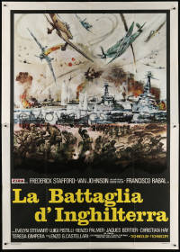 9f228 EAGLES OVER LONDON Italian 2p R1970s really cool different artwork of WWII aerial battle!