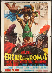 9f243 HERCULES AGAINST ROME Italian 2p 1964 Casaro art of strongman Sergio Ciani vs entire army!