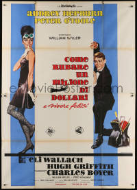 9f245 HOW TO STEAL A MILLION Italian 2p 1966 art of sexy criminal Audrey Hepburn & Peter O'Toole!