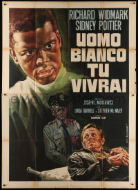 9f266 NO WAY OUT Italian 2p R1968 different Tarantelli art of Sidney Poitier & Widmark, rare!