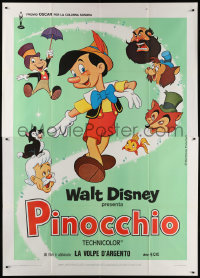 9f269 PINOCCHIO Italian 2p R1970s Disney's classic cartoon wooden boy who wants to be real!