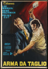 9f272 PRIME CUT Italian 2p 1972 cool different art of Lee Marvin & Gene Hackman fighting!