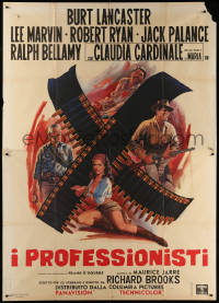 9f273 PROFESSIONALS Italian 2p 1966 Mascii art of Burt Lancaster, Lee Marvin & Claudia Cardinale!
