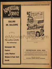 9f094 CALLING DR. GILLESPIE pressbook 1942 Lionel Barrymore, Philip Dorn & young Donna Reed!