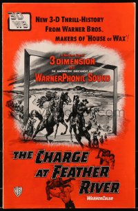 9f096 CHARGE AT FEATHER RIVER 3D pressbook 1953 great 3-D artwork of cowboys riding off the screen!