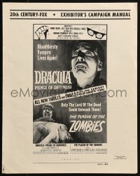 9f108 DRACULA PRINCE OF DARKNESS/PLAGUE OF THE ZOMBIES pressbook 1966 vampires & undead double-bill!