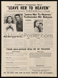 9f135 LEAVE HER TO HEAVEN pressbook R1952 sexy Gene Tierney, Cornel Wilde, pretty Jeanne Crain!