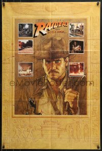9f033 RAIDERS OF THE LOST ARK int'l promo brochure 1981 opens to different 26x39 poster, ultra rare!