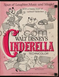 9f098 CINDERELLA pressbook R1965 Walt Disney classic romantic musical cartoon, great poster images!