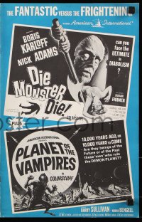 9f104 DIE MONSTER DIE/PLANET OF THE VAMPIRES pressbook 1965 the fantastic versus the frightening!