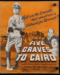 9f112 FIVE GRAVES TO CAIRO pressbook 1943 Billy Wilder, Nazi Erich von Stroheim, Franchot Tone!