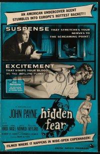 9f123 HIDDEN FEAR pressbook 1957 American undercover agent John Payne & sexy Anne Neyland!