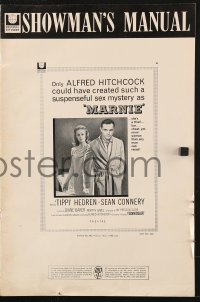 9f144 MARNIE pressbook 1964 Sean Connery & Tippi Hedren in Hitchcock's suspenseful sex mystery!
