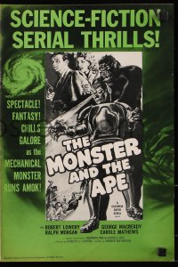 9f147 MONSTER & THE APE pressbook R1956 great sci-fi art of giant gorilla battling funky robot!