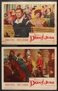 9g847 ADVENTURES OF DON JUAN 2 LCs 1949 Ann Rutherford and Errol Flynn as the famous lover!