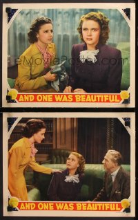 9g852 AND ONE WAS BEAUTIFUL 2 LCs 1940 great images of Laraine Day, society beauties get their man!