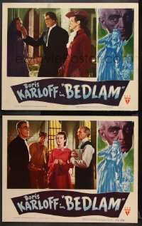 9g857 BEDLAM 2 LCs 1946 madman Boris Karloff within the walls of Horror House, produced by Lewton!