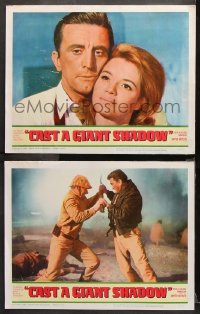 9g866 CAST A GIANT SHADOW 2 LCs 1966 great images of Kirk Douglas, Senta Berger, fight!