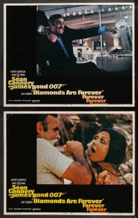 9g878 DIAMONDS ARE FOREVER 2 LCs 1971 Connery as James Bond strangling Perrier w/ bikini & in fight!
