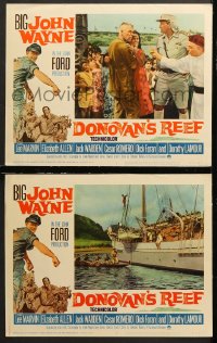 9g882 DONOVAN'S REEF 2 LCs 1963 John Ford, sailor John Wayne & Elizabeth Allen!