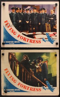 9g891 FLYING FORTRESS 2 LCs 1942 Canadian soldiers & others with gas masks on stairs + cast image!