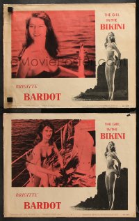 9g895 GIRL IN THE BIKINI 2 LCs 1958 best close ups of sexy Brigitte Bardot in skimpy swimsuit!