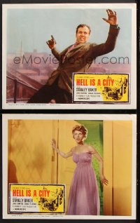 9g902 HELL IS A CITY 2 LCs 1960 Stanley Baker, temptation is a woman, murder is a man!