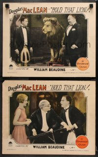 9g903 HOLD THAT LION 2 LCs 1926 Douglas MacLean with Constance Howard, Hiers, wacky feline!