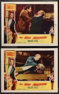 9g921 MAD MAGICIAN 2 2D LCs 1954 Vincent Price, that House of Wax Man, both with fights!