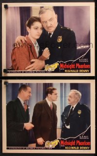 9g932 MIDNIGHT PHANTOM 2 LCs 1935 great images of police chief Jim Farley with Claudia Dell & cast!