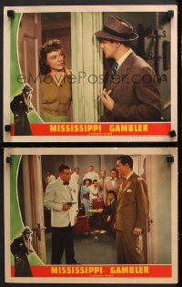 9g938 MISSISSIPPI GAMBLER 2 LCs 1942 Kent Taylor, Frances Langford, every lip sealed by silence!