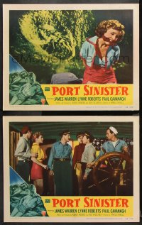 9g946 PORT SINISTER 2 LCs 1953 an island of terror in an ocean of evil, cool giant crab border art!