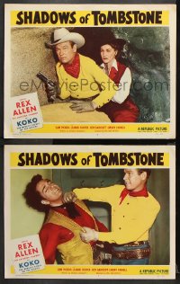 9g964 SHADOWS OF TOMBSTONE 2 LCs 1953 cowboy Rex Allen in fight and with sexiest Jeanne Cooper!