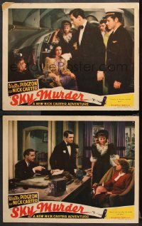 9g979 SKY MURDER 2 LCs 1940 Walter Pidgeon as Nick Carter with sexy Karen Verne, Tom Neal & Compton!