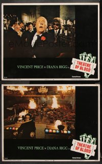 9g988 THEATRE OF BLOOD 2 LCs 1973 great images of Diana Rigg w/ mustache, victim in peril!