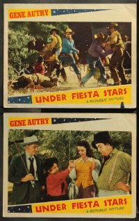9g994 UNDER FIESTA STARS 2 LCs 1941 Gene Autry & Smiley Burnette, Carol Hughes!