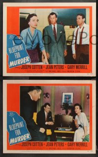 9g671 BLUEPRINT FOR MURDER 4 LCs 1953 sexy bad girl Jean Peters, Joseph Cotten, Gary Merrill!