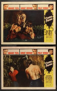 9g081 CAPE FEAR 8 LCs 1962 Gregory Peck, Robert Mitchum, Polly Bergen, classic film noir!