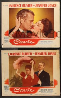 9g083 CARRIE 8 LCs 1952 romantic Laurence Olivier & Jennifer Jones, William Wyler directed!