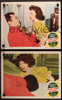 9g675 CAUSE FOR ALARM 4 LCs 1950 Loretta Young, Barry Sullivan, Cowling, directed by Tay Garnett