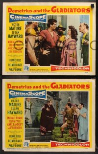 9g770 DEMETRIUS & THE GLADIATORS 3 LCs 1954 Biblical Victor Mature & Hayward, Robinson as Caligula!