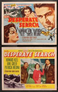 9g115 DESPERATE SEARCH 8 LCs 1952 Jane Greer & Howard Keel trapped in the wild, Patricia Medina!