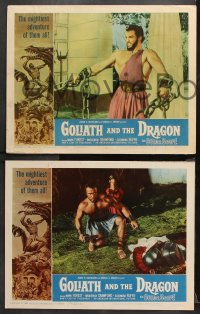 9g163 GOLIATH & THE DRAGON 8 LCs 1961 cool sword & sandal fighting images with Mark Forest!